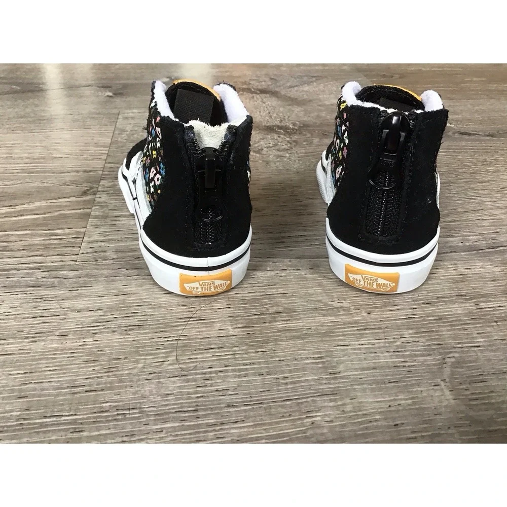 Vans Sk8-Hi Zip Ditsy Floral Black/Multi Toddler Size 4 Sneakers Zip Back